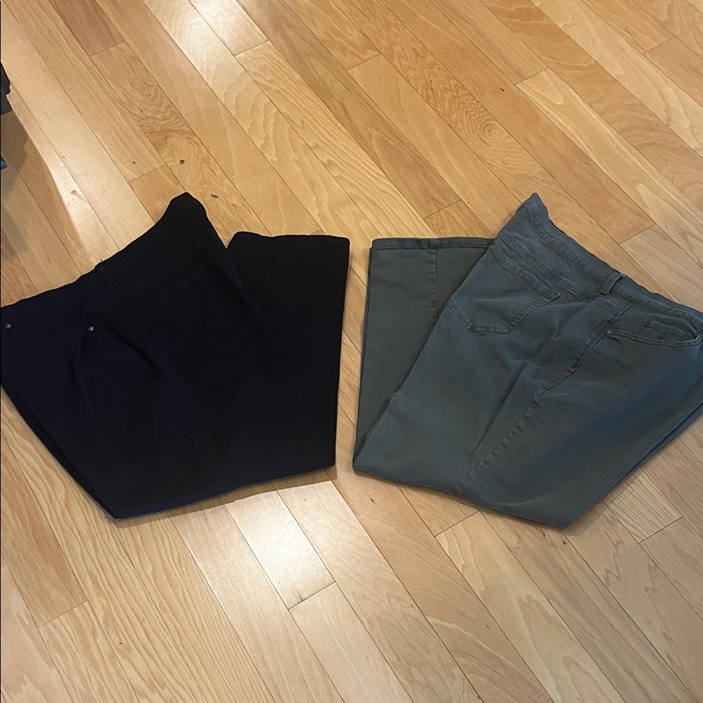 LOT OF 2: Gloria Vanderbilt Amanda Jeans.  Black & Sage green.  Size 22W Short
